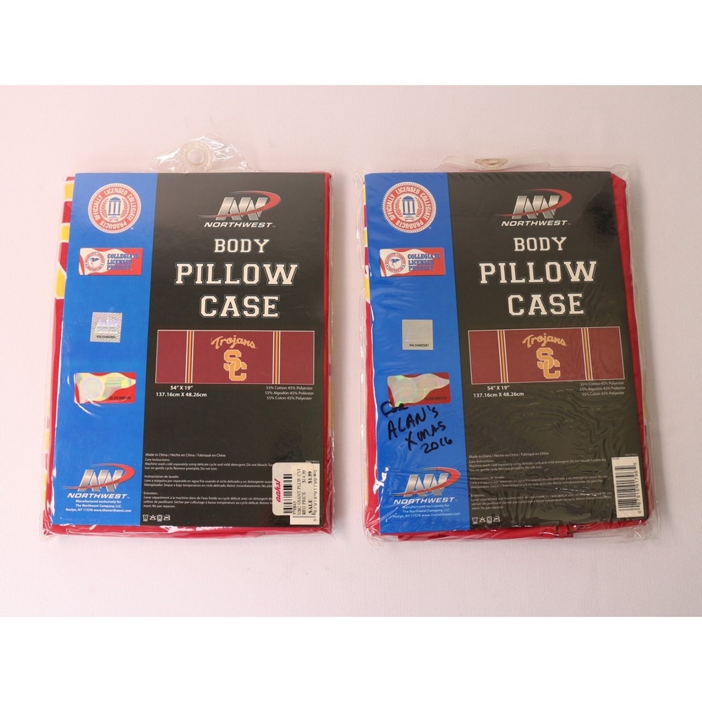 Lot of 2 - Northwest USC Trojans Body Pillow Case New Cotton NCAA Football